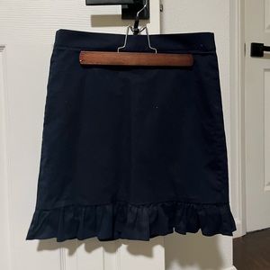 Navy jcrew ruffle skirt